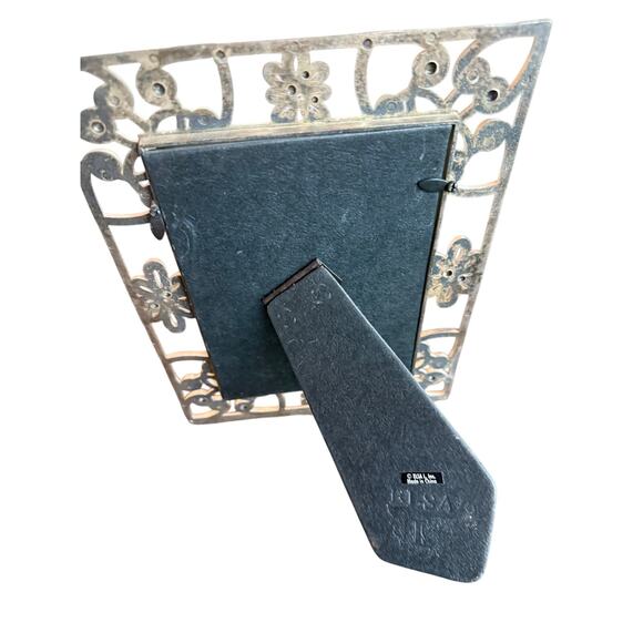 Elsa L Vintage Gold & Silver Tone Frame 5"x7" Hearts & Daisies 9.5"x7.5" - Picture 2 of 7